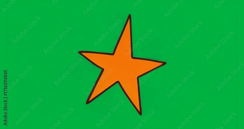 Aufkleber stylized orange star rotating over blue pixel pattern for tech design with transparent background