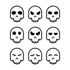 Skull Icon Set Vector Design.