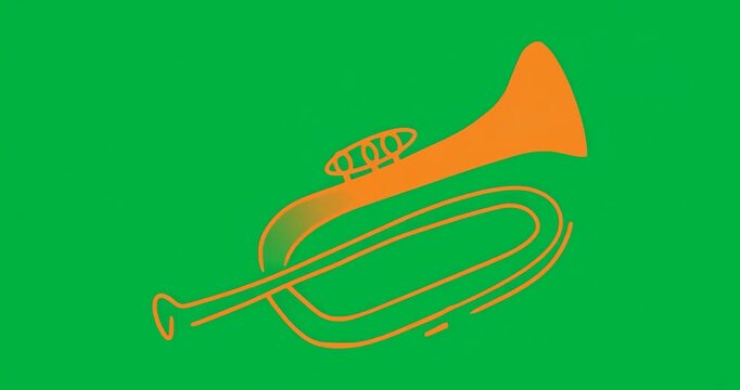 Stylized orange horn hovering on transparent canvas, showing music theme through blue effect