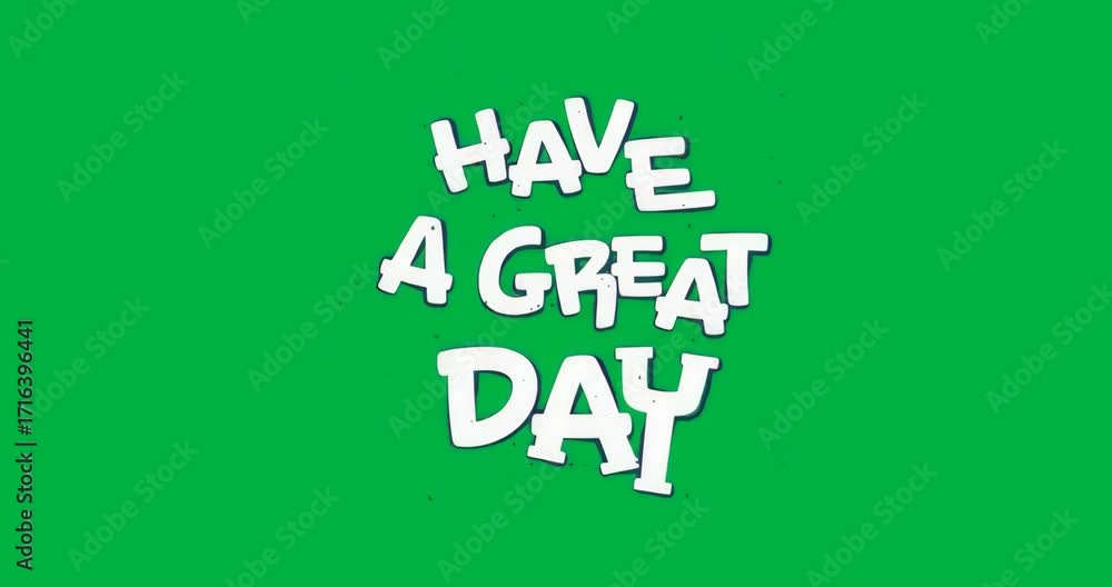 Poster paint-splatter emerging behind text expanding, settling on transparent canvas highlighting greeting