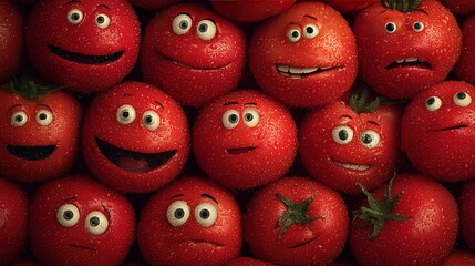 Tomatoes with Faces: A Playful and Colorful Visual for Kids' Projects and Food - Themed Designs