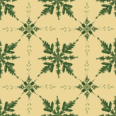 seamless background with green  snowflake