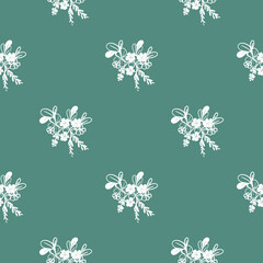 seamless pattern christmas with flowers