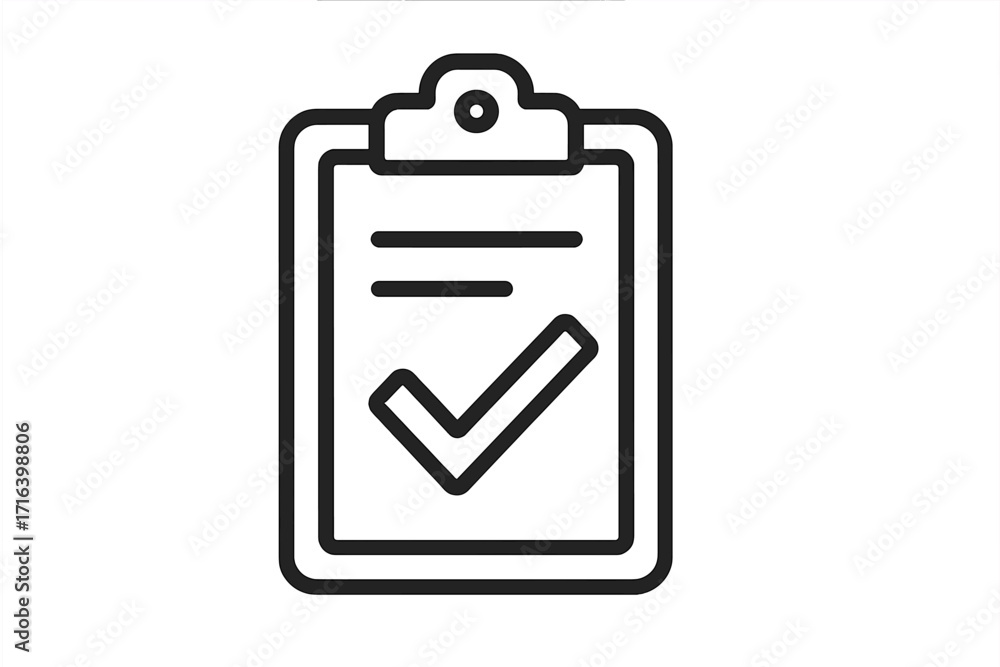 Poster clipboard icon with check mark. task completed, done, and passed. concept of survey and form. checkl