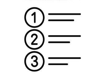 Numbered list icon for step-by-step instructions or planning. Vector illustration of a checklist, schedule, or workflow process. Infographic element for business plan.
