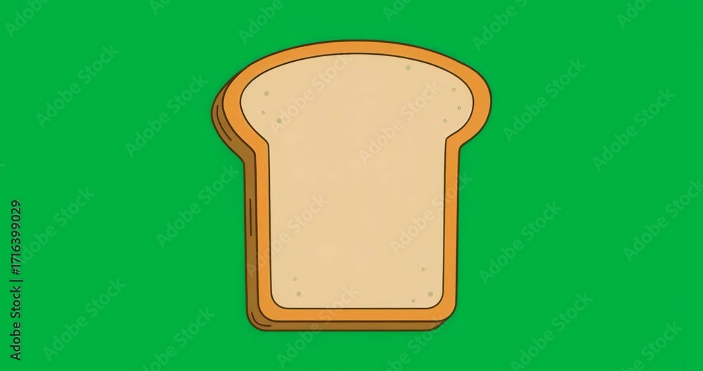 Aufkleber on start transparent background 3d bread slice pulsing glow rotating returning showcasing animation