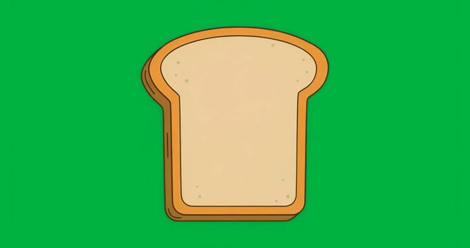 On start transparent background 3D bread slice pulsing glow rotating returning showcasing animation