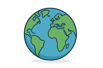 Naklejka premium Planet Earth vector cartoon illustration in flat design style. World globe icon for concepts like environment, ecology, nature, travel, global business and conservation.