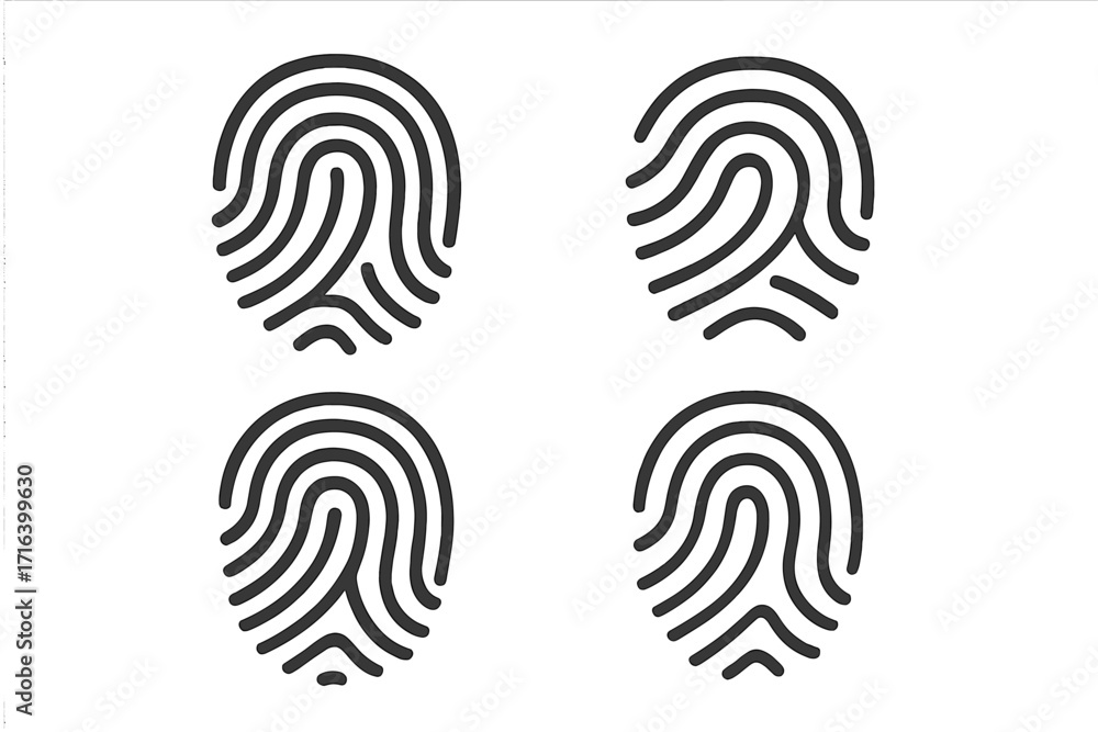 Poster fingerprint icon set vector illustration. biometric identity symbol for security, authentication, an