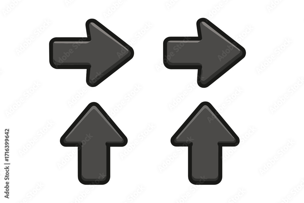Poster arrow icon set. next and up buttons. pointer symbol for navigation and direction. web interface elem