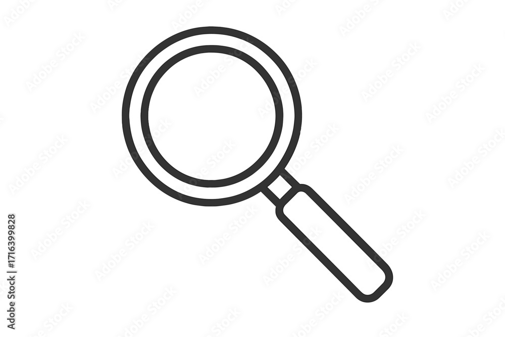 Poster magnifying glass icon for search. loupe symbol for web design. find and zoom pictogram. linear vecto