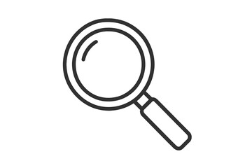 Magnifying glass icon for search, find, and analysis. Linear vector illustration for web design and business concepts. Zoom, research, and inspection symbol. Isolated loupe.