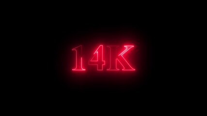 
14k text font with neon effect red color,14k followers, Thank You, social sites post. Thank you followers congratulation. 