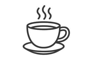Obraz premium Coffee cup line icon, hot drink symbol. Tea mug with steam vector. Simple outline graphic for cafe menu, morning beverage concept. Espresso, cappuccino, latte logo element.