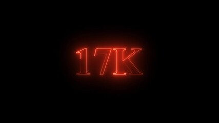 
17k text font with neon effect red color,17k followers, Thank You, social sites post. Thank you followers congratulation. 