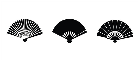 hand fan vector set eps hand drawn illustration on white background, silhouette vector icon set. © MOMENIN SUNNY