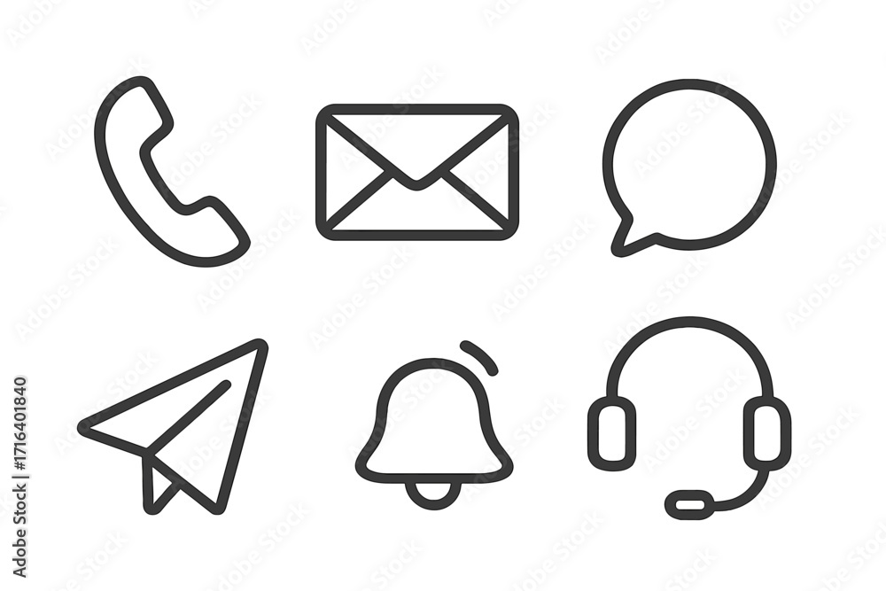 Poster communication line icon set. contact us symbols for web and mobile app. vector collection with phone