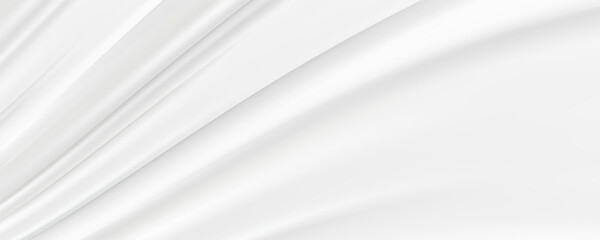 Fototapeta premium White gray satin texture that is white silver fabric silk panorama background with beautiful soft blur pattern natural. Eps 10