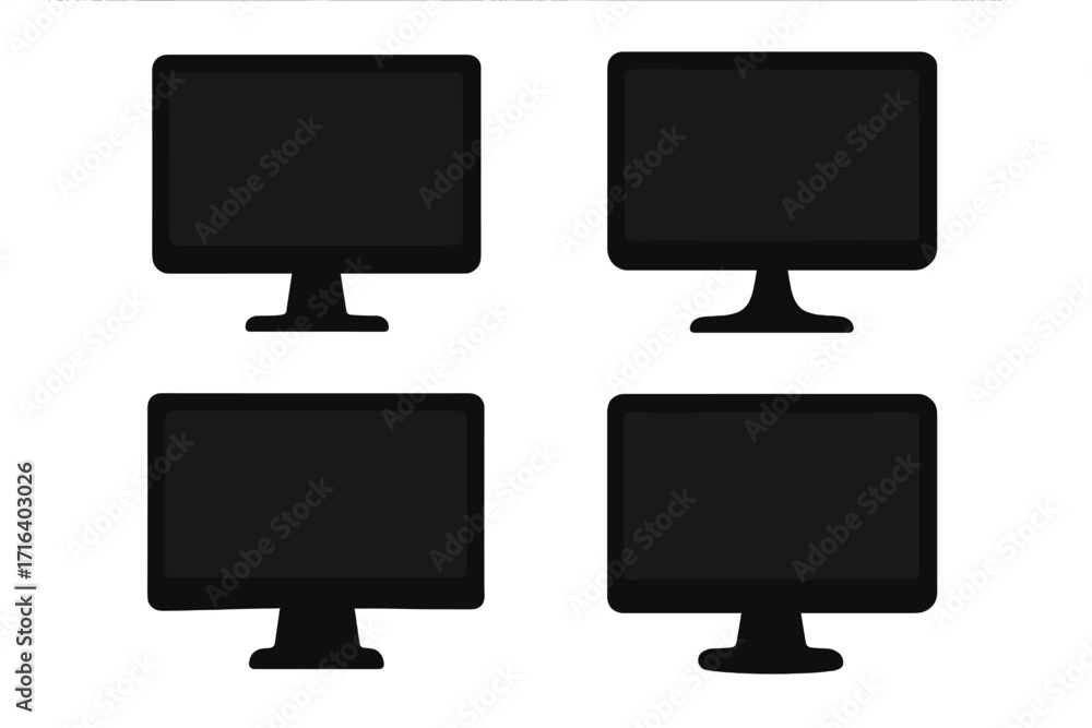 Poster set of computer monitor silhouettes. various designs for tech themes. vector illustration. pc screen