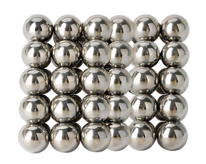 Grid of Shiny Metal Spheres on a White Background ball steel isolated on a transparent background