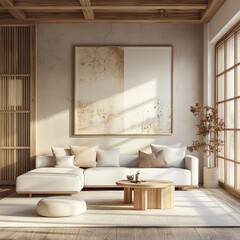 Fototapeta premium Calm, minimalist living room with natural light