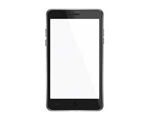 Modern smartphone with a blank white screen, isolated on a black background. Ideal for mockups, app displays, or showcasing digital content.