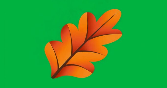 On loading orange oak leaf while blue smear shifting pulsating for motion on transparent canvas