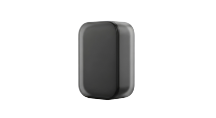 Sleek dark minimalist rectangular object with rounded corners, isolated on a black background, representing modern design.