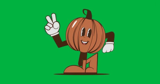 On loading pumpkin flashing peace sign pulsing blue outline for emphasis on transparent background