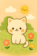 Fototapeta premium cat sitting on the grass