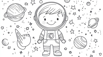 Child astronaut space illustration