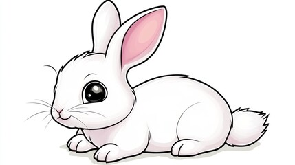 Cute white rabbit drawing