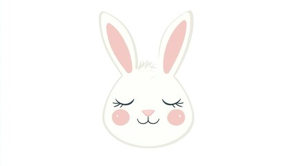 Cute white rabbit head illustration