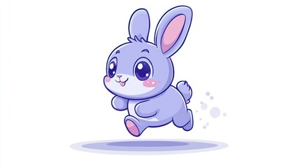 Cute cartoon rabbit running