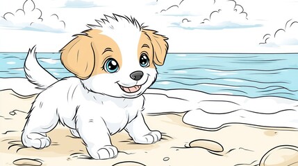 Cute puppy on beach