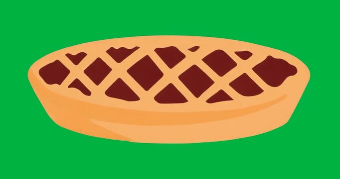 Cartoon steak appearing on transparent background rotating clockwise to showcase grill mark pattern