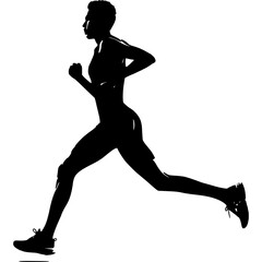 Silhouette of man running marathon runner athlete jogging sport fitness