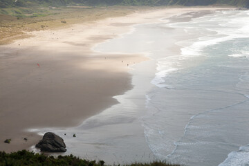 Xago beach view. Asturias coastline panorama, Spain