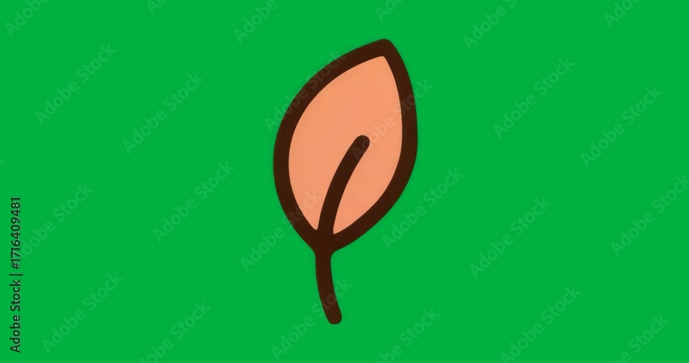 Poster on start stylized leaf icon staying centered, noise flickering over transparent canvas for display