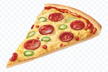 realistic 3d delicious fast food icons (fried chicken,  pizza slice , french fries ) set isolated on transparent background