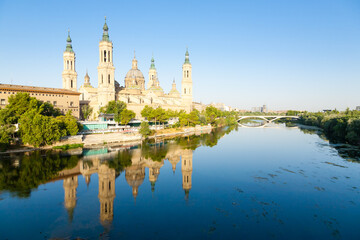 Saragossa city day view, Spain. Zaragoza cathedral.