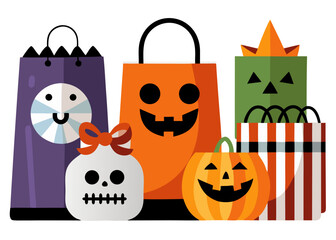 Halloween Trick or Treat Bags with Spooky Faces


