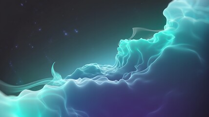 Abstract glowing nebula with cosmic dust and stars in deep space