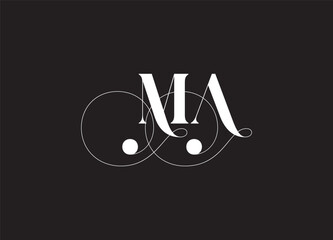 MA letter logo design on luxury background