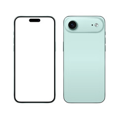 Light Green Smartphone similar 17 air. Blank white screen mockup,  transparent background, mobile app presentation, display template