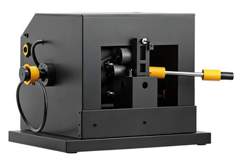 Industrial Machine with Yellow Accents and Cable industrial machine manufacturing equipment isolated on a transparent background