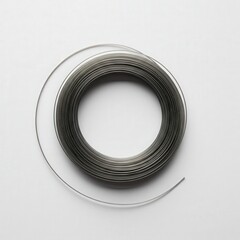 Steel wire coil on a white background for crafting and repairs  