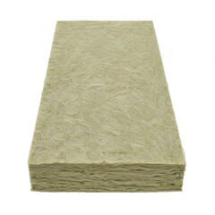 Glass fiber insulation batt in neutral color on white background  