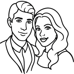 Elegant line art drawing of a romantic couple embracing symbolizing love and connection in a minimalist style