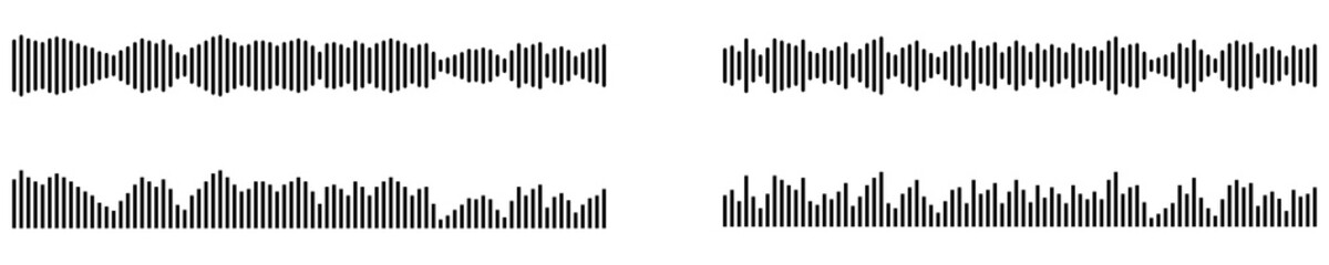 Soundwave Pattern and variations: A captivating abstract exploration of audio wave patterns, showcasing dynamic variations in texture, height and form, inviting the imagination.